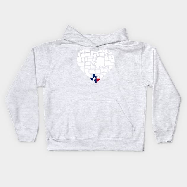 Texas Love - Deep in the Heart is Texas Kids Hoodie by Yesteeyear